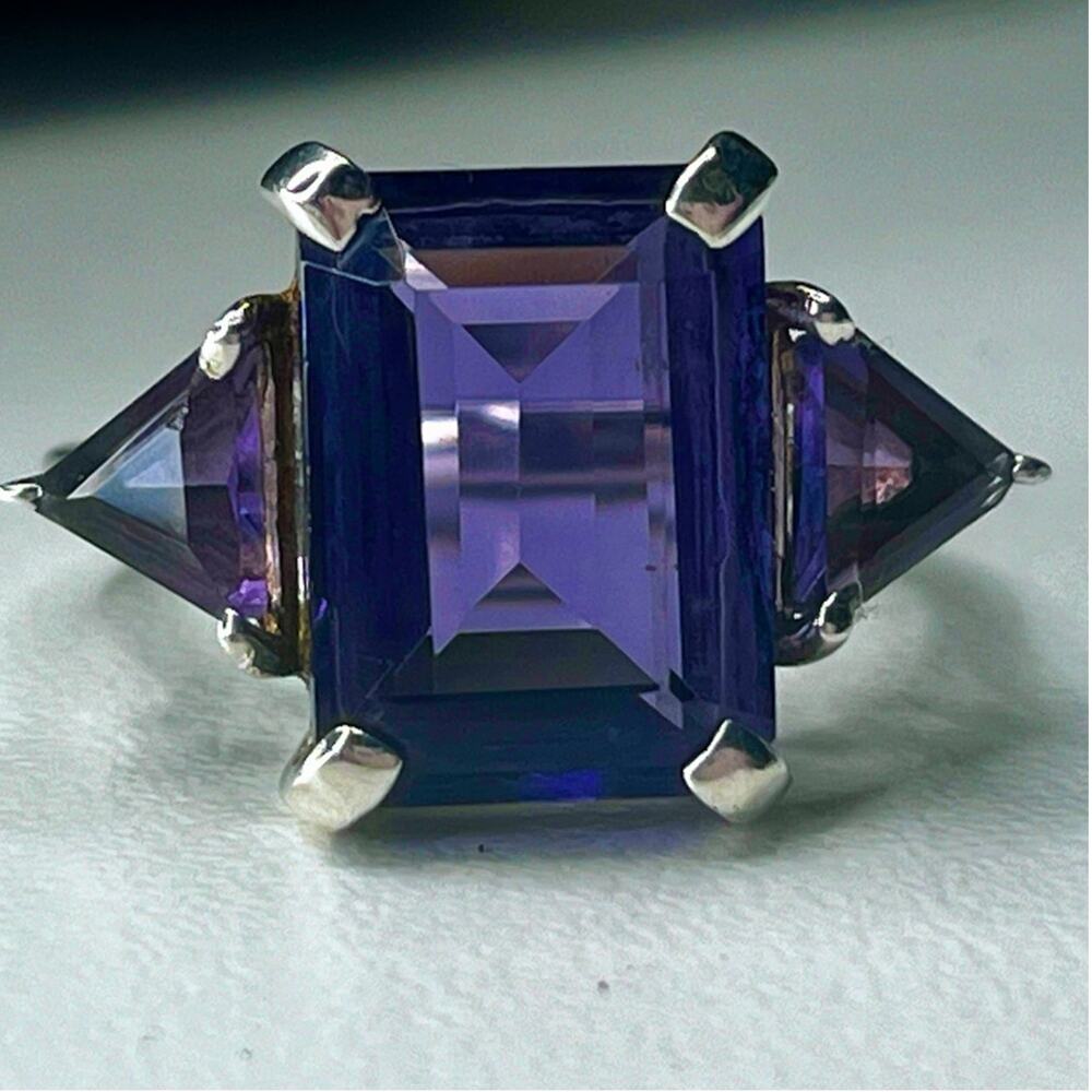 11 ct Natural Black Amethyst and Sterling silver ring